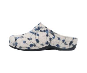 Berkemann Damenschuhe Clogs blau/altweiß/Tupfen Filz blau/altweiß - Gr. - 7 UK
