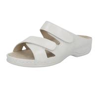 Berkemann Felia Bequeme Damen Pantolette Leder mit herausnehmbarem Fußbett und Klettverschluss Sandale Sandalette Hausschuh mit Applikation