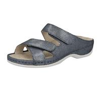 Berkemann Felia Bequeme Damen Pantolette Leder mit herausnehmbarem Fußbett und Klettverschluss Sandale Sandalette Hausschuh mit Applikation