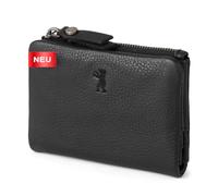 Berliner Bags Klein Geldbörse Leder Cleo Premium mit RFID-Schutz - Schwarz | Kleines Portemonnaie, Geldbörse aus Leder, 6 Karten, Reißverschluss-Münzfach, inkl Geschenkbox für Damen