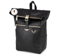 Berliner Bags Premium Rucksack Harlem aus Leder, Kurrierrucksack mit Laptopfach für Damen und Herren - Schwarz/Gold