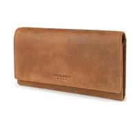 Berliner Bags Vintage Geldbörse Iris, Großes Portemonnaie aus Leder, Elegante Geldbeutel mit Mehreren Kartenfächern, RFID-Schutz & Druckknopf für Damen - Braun