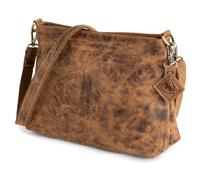 Berliner Bags Vintage Umhängetasche Marbella S, Mittelgroße Schultertasche Crossbody Bag aus Leder, Handtasche für Damen - Braun