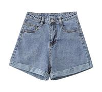 Bermuda Jeans Damen, Paperbag Shorts Damen, Jeans Kurze Hose Sommer Bermuda Jeansshorts High Waist Jeansshort Zerrissene Casual Denim Sommershorts Ripped Hotpants Mit Taschen