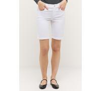 Bermudas ANGELS "BERMUDA TURN UP", Damen, Gr. 42, N-Gr, weiß, Denim/Jeans, Obermaterial: 89% Baumwolle, 8% Polyester, 3% Elasthan, unifarben, straight fit knielang, Hosen Bermudas, 5-Pocket-Jeansbermu