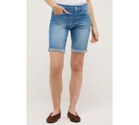 Bermudas ANGELS "BERMUDA TURN UP", Damen, Gr. 44, N-Gr, light blau, Denim/Jeans, Obermaterial: 89% Baumwolle, 8% Polyester, 3% Elasthan, unifarben, straight fit knielang, Hosen Bermudas, 5-Pocket-Jean