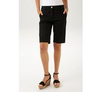 Bermudas ANISTON CASUAL, Damen, Gr. 44, N-Gr, schwarz, Web, Obermaterial: 97% Baumwolle, 3% Elasthan, unifarben, Basic, figurbetont kniefrei, Hosen Bermudas, im klassischen Stil (72598966-44) schwarz