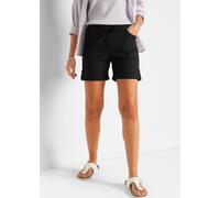 Bermudas BONPRIX "Baumwoll-Bermuda mit Gummibund", Damen, Gr. 44, N-Gr, schwarz, Web, Obermaterial: 98% Baumwolle, 2% Elasthan, unifarben, loose fit ca. Mitte Oberschenkel, Hosen Bermudas, aus Baumwol