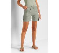 Bermudas BONPRIX "Baumwoll-Bermuda mit Gummibund", Damen, Gr. 52, N-Gr, grün (seegras), Web, Obermaterial: 98% Baumwolle, 2% Elasthan, unifarben, loose fit ca. Mitte Oberschenkel, Hosen Bermudas, aus
