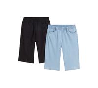 Bermudas BONPRIX, Damen, Gr. 36, N-Gr, schwarz, blau bleached, Web, Obermaterial: 66% Baumwolle, 32% Polyester, 2% Elasthan, loose fit, Hosen Bermudas, Stretch-Bermuda, in Twill- und Jeansoptik, mit e