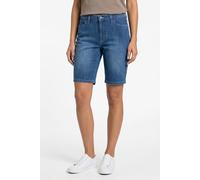 Bermudas BONPRIX, Damen, Gr. 42, N-Gr, blau denim used (länge: regulär), Obermaterial: 82% Baumwolle, 17% Polyester, 1% Elasthan, regular fit, Hosen Bermudas, regular fit Passform, aus Baumwolle, Poly