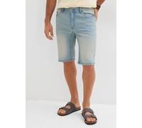 Bermudas BONPRIX, Herren, Gr. 46, N-Gr, blau (hellblau denim, beige), Obermaterial: 98% Baumwolle, 2% Elasthan, regular fit, Hosen Bermudas, mit Used-Effekt, regular fit, aus hautfreundlicher Baumwoll