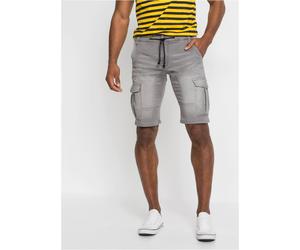 Bermudas BONPRIX, Herren, Gr. 50, N-Gr, hellgrau denim, Web, Obermaterial: 73% Baumwolle, 25% Polyester, 2% Elasthan, regular fit, Hosen Bermudas, aus Baumwolle und Polyester, mit Used-Effekt, regular