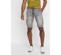 Bermudas BONPRIX, Herren, Gr. 60, N-Gr, hellgrau denim, Web, Obermaterial: 73% Baumwolle, 25% Polyester, 2% Elasthan, regular fit, Hosen Bermudas, aus Baumwolle und Polyester, mit Used-Effekt, regular
