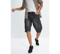 Bermudas BONPRIX, Herren, Gr. 64, N-Gr, schwarz (schwarz denim), Obermaterial: 99% Baumwolle, 1% Elasthan, relaxed fit, Hosen Bermudas, aus Baumwolle und Elasthan, Relaxed Fit, Cargo-Jeans-Design (630