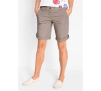 Bermudas BONPRIX "Stretch Bermuda", Damen, Gr. 48, N-Gr, braun (taupe), Web, Obermaterial: 97% Baumwolle, 3% Elasthan, unifarben, regular fit kniefrei, Hosen Bermudas, mit krempelbaren Beinen, Regular