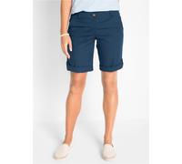 Bermudas BONPRIX "Stretch Bermuda", Damen, Gr. 50, N-Gr, blau (dunkelblau), Web, Obermaterial: 97% Baumwolle, 3% Elasthan, unifarben, regular fit kniefrei, Hosen Bermudas, mit krempelbaren Beinen, Reg