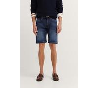 Bermudas BUGATTI, Herren, Gr. 54, Normalgrößen, blau (385, mittelblau), 87% Baumwolle, 11% Polyester, 2% Elasthan, unifarben, normal, Hosen Bermudas, im Used-Wash-Design (18669804-54) 385, mittelblau