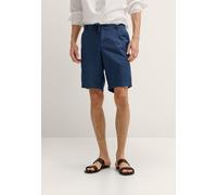 Bermudas BUGATTI "Soft touch", Herren, Gr. 54, Normalgrößen, blau (370, marine), 55% Leinen, 45% Baumwolle, unifarben, normal, Hosen Bermudas, Leinen-Baumwoll-Mix (68181605-54) 370, marine