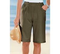 Bermudas CLASSIC BASICS, Damen, Gr. 50, Normalgrößen, grün (oliv), 100% Baumwolle, unifarben, knielang, Hosen Bermudas (764995-50) oliv