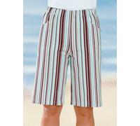 Bermudas CLASSIC BASICS, Damen, Gr. 52, Normalgrößen, blau (aqua, gestreift), 100% Baumwolle, gemustert, gestreift, mehrfarbig, knielang, Hosen Bermudas (765100-52) aqua, gestreift