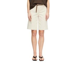 Bermudas COMMA, Damen, Gr. 42, N-Gr, oat milk, Web, Obermaterial: 65% Baumwolle, 32% Polyester, 3% Elasthan, unifarben, normal kniefrei, Hosen Bermudas, mit Flechtgürtel (40008452-42) oat milk