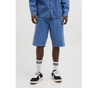 Bermudas JACK & JONES "JJIRON JJORIGINAL SHORTS MF 328 SN", Herren, Gr. XS, N-Gr, blau denim detail:sq 731, Denim/Jeans, Obermaterial: 100% Baumwolle, unifarben, modisch, relaxed fit knielang, Hosen (