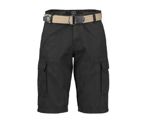 Bermudas LERROS "Cargobermuda inklusive Gürtel", Herren, Gr. 33, grau (schwarz graphite), 100% Baumwolle, Hosen Bermudas (83543626-33) schwarz graphite