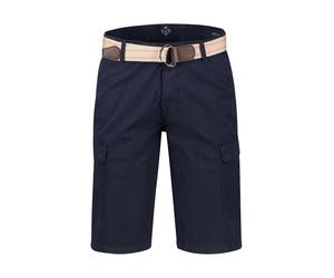 Bermudas LERROS "Herren Cargo Bermudashorts mit Seitentaschen und Gürtel", Herren, Gr. 36, blau (classic navy), 100% Baumwolle, Hosen Bermudas, Bequem geschnittene Bermuda für den Sommer, Einfarbig, 1