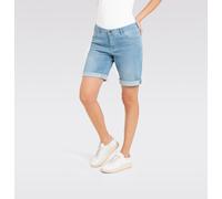 Bermudas MAC, Damen, Gr. 42, N-Gr, blau (light blau washed), Denim/Jeans, Obermaterial: 97% Baumwolle, 3% Elasthan, gerade, Hosen Bermudas, aus sehr leichter, sommerlicher Qualität mit softem Griff (8