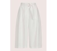 Bermudas MADELEINE "Bermuda Elegante Businesshose mit Bügelfalten", Damen, Gr. 38, N-Gr, weiß (wollweiß), Obermaterial: 100% Leinen LI., Modern, figurumspielend, Hosen Bermudas, Bermuda im Hosenrock-S