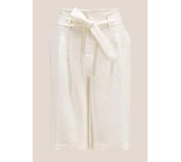 Bermudas MADELEINE "Bermuda Highwaist-Bermudas aus Leinen", Damen, Gr. 34, N + K Gr, weiß (wollweiß), Obermaterial: 100% Leinen LI., Modern, Hosen Bermudas (64592469-34) wollweiß
