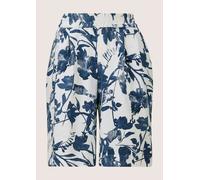 Bermudas MADELEINE "Bermuda Leinen-Bermuda mit Unikat-Print", Damen, Gr. 34, N + K Gr, weiß (weiß, rauchblau), Obermaterial: 100% Leinen LI., Modern, normal, Hosen Bermudas (20981805-34) weiß, rauchbl