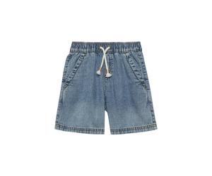 Bermudas S.OLIVER JUNIOR, Jungen, Gr. 128, N-Gr, blau (blau used), Web, Obermaterial: 100% Baumwolle, bequem ca. Mitte Oberschenkel, Hosen Bermudas (69933426-128) blau used