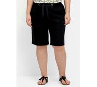 Bermudas SHEEGO, Damen, Gr. 52, Normalgrößen, schwarz, 55% Leinen, 45% Baumwolle, unifarben, Hosen Bermudas (19635428-52) schwarz
