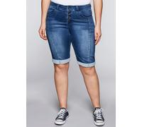 Bermudas SHEEGO, Damen, Gr. 56, Normalgrößen, blau (blau denim), 65% Baumwolle, 33% Polyester, 2% Elasthan, unifarben, Hosen Bermudas (91186819-56) blau denim