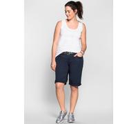 Bermudas SHEEGO, Damen, Gr. 58, Normalgrößen, blau (marine), 97% Baumwolle, 3% Elasthan, unifarben, Hosen (65012001-58) marine