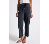 Bermudas STREET ONE, Damen, Gr. 32, Länge 28, blau (deepwater blau), Web, 66% Baumwolle, 30% Polyester, 4% Elasthan, unifarben, comfort fit normal, Hosen Bermudas, High Waist (52047018-32) deepwater b