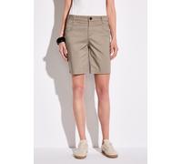 Bermudas STREET ONE, Damen, Gr. 38, beige (buff grau), Web, 97% Baumwolle, 3% Elasthan, unifarben, gerade kurz, Hosen Bermudas, 4-Pocket Style (30336438-38) buff grau