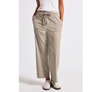 Bermudas STREET ONE, Damen, Gr. 46, Länge 28, beige (morning beige), Web, 66% Baumwolle, 30% Polyester, 4% Elasthan, unifarben, comfort fit normal, Hosen Bermudas, High Waist (60558000-46) morning bei