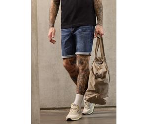 Bermudas STREET ONE MEN, Herren, Gr. 34, dunkelblau wash, Web, 99% Baumwolle, 1% Elasthan, unifarben, regular fit kurz, Hosen Bermudas, in Bermuda-Länge (79382352-34) dunkelblau wash