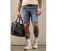 Bermudas STREET ONE MEN, Herren, Gr. 34, indigo blau wash, Web, 63% Baumwolle, 25% Polyester, 10% Viskose, 2% Elasthan, unifarben, regular fit kurz, Hosen Bermudas, in Bermuda-Länge (81229662-34) indi