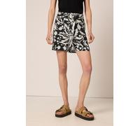 Bermudas STREET ONE STUDIO, Damen, Gr. 44, schwarz-weiß (schwarz), Stoff, 100% Viskose, geblümt, loose fit kurz, Hosen Bermudas, High Waist (79824357-44) schwarz