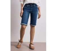 Bermudas STREET ONE "Style Jane", Damen, Gr. 29, N-Gr, blau (dunkelblau authentic wash), Denim/Jeans, Obermaterial: 79% Baumwolle, 15% Polyester, 4% Elastomultiester, 2% Elasthan, unifarben, slim fit