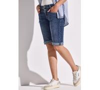 Bermudas STREET ONE "Style Jane", Damen, Gr. 31, N-Gr, blau (medium blau random), Denim/Jeans, Obermaterial: 79% Baumwolle, 15% Polyester (REPREVE), 4% Elastomultiester, 2% Elasthan, unifarben, casual