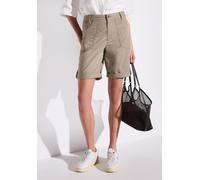 Bermudas STREET ONE "Style Yulius", Damen, Gr. 34, N-Gr, grau (buff grau), Web, Obermaterial: 98% Baumwolle, 2% Elasthan, unifarben, regular fit kniefrei, Hosen Bermudas, Sommerhose mit Turn-Up (43468