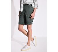 Bermudas STREET ONE "Style Yulius", Damen, Gr. 34, N-Gr, grün (marshy grün), Web, Obermaterial: 98% Baumwolle, 2% Elasthan, unifarben, regular fit kniefrei, Hosen Bermudas, Sommerhose mit Turn-Up (919