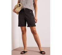 Bermudas STREET ONE "Style Yulius", Damen, Gr. 36, N-Gr, deep earth, Web, Obermaterial: 98% Baumwolle, 2% Elasthan, unifarben, normal kniefrei, Hosen Bermudas, Sommershorts mit Turn-Up, Topseller (743