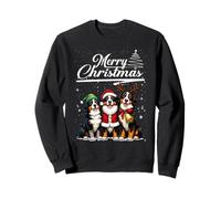 Bernese Mountain Dog Reindeer Elf Santa Merry Christmas Tree Sweatshirt