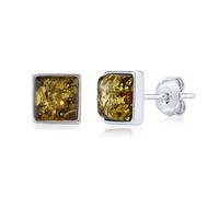 Bernstein Ohrringe aus Silber 925 Quadrat Ohrstecker